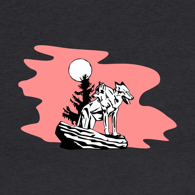 Two-headed Wolf at Dusk by Killer Rabbit Designs
